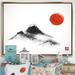 East Urban Home Japanese Red Moon in Traditional Sumi-E III - Floater Frame Print on Canvas Metal in Black/Red | 24 H x 32 W x 1 D in | Wayfair