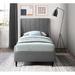 Corrigan Studio® Bernan Upholstered Low Profile Platform Bed Wood in Gray/Brown | 48 H x 43 W x 81.5 D in | Wayfair