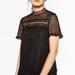 Zara Tops | Like New Zara Black Lace Guipure Top Xs | Color: Black | Size: Xs