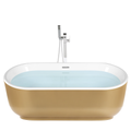 Badewanne Gold/Weiß 170 x 80 cm aus Sanitäracryl Freistehend mit geschwungenem Rand Ovale Form Badezimmer Zubehör Elegant Glamour-Stil