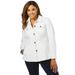 Plus Size Women's Peplum Denim Jacket by Jessica London in White (Size 32 W) Feminine Jean Jacket