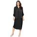 Plus Size Women's Three-Quarter Sleeve Jacket Dress Set with Button Front by Roaman's in Black (Size 26 W)