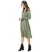 Plus Size Women's Side-Smock Dress by ellos in Light Olive Black Dot (Size 20)