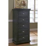 Birch Lane™ Wolferstorn 5 Drawer 24" W Solid Wood Chest Wood in Black | 52 H x 24 W x 18 D in | Wayfair A7731443BFEB41C4AEB8178BB1859325