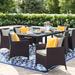 Sol 72 Outdoor™ Brentwood Outdoor Patio 9 Piece Dining Set w/ Cushions Glass | 29.5 H x 82.5 W x 39.5 D in | Wayfair