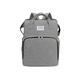 New Portable Folding Bed Mummy Bag Multi-Purpose Baby Changing Bag Backpack, Baby Large Nappy Changing Baby Bag Waterproof Mommy Bag (Grey)