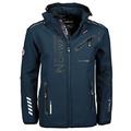 Geographical Norway Royaute Men - Men's Waterproof Softshell Jacket - Breathable Outdoor Hooded Jacket - Winter Resistant Tactical Windbreaker - Ideal Outdoor Activities (Navy Blue-Black S)