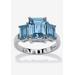 Women's Sterling Silver 3 Square Simulated Birthstone Ring by PalmBeach Jewelry in March (Size 6)