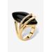 Women's 18K Gold Black Onyx & Cubic Zirconia Ring by PalmBeach Jewelry in Gold (Size 7)