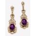 Women's Gold Tone Antiqued Oval Cut Simulated Birthstone Vintage Style Drop Earrings by PalmBeach Jewelry in February