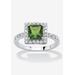 Women's Simulated Birthstone and Crystal Halo Ring in Sterling Silver by PalmBeach Jewelry in August (Size 10)