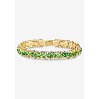 Women's Gold Tone Tennis Bracelet (10mm), Round Birthstones and Crystal, 7" by PalmBeach Jewelry in August