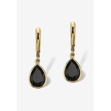 Women's Pear-Shaped Black Onyx Drop Earrings by PalmBeach Jewelry in Gold