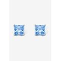 Women's Sterling Silver Stud Princess Cut Simulated Birthstone Stud Earrings by PalmBeach Jewelry in March