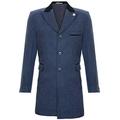 TruClothing Mens 3/4 Long Navy Warm Winter Crombie Business Overcoat Jacket Herringbone Tweed Coat 40