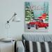 The Holiday Aisle® Winter Welcome Sign Red Truck Snow Barn by Sheri Hart - Graphic Art Print Canvas in White | 48 H x 36 W x 1.5 D in | Wayfair