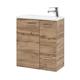 BODENMEISTER Waschtischunterschrank mit Waschbecken 50cm breit-Eiche Landhaus Dekor braun ohne Armaturen, Holzwerkstoff, 50 cm