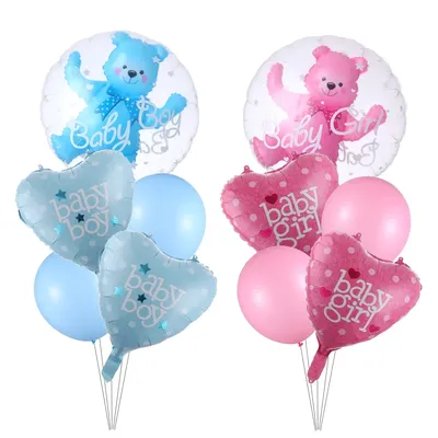 1 ensemble 4D Transparent bébé garçon fille ballon à bulles bleu rose ours ballons en aluminium