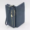 Mode femmes portefeuilles mat polonais en cuir Portefeuille Double fermeture éclair jour pochette