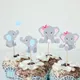 Toppers de gâteau en forme d'éléphant bleu rose décorations de fête préChristophe dinosaure