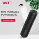 WST – Mini batterie d'alimentation avec port USB pour téléphone portable chargeur externe de