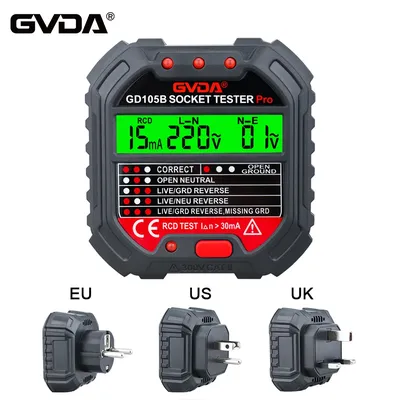 GVDA-Détecteur de prise de courant détecteur de disjoncteur ligne zéro au sol prise US UK EU