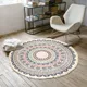 Tapis rond bohème en coton et lin antidérapant pour sol Mandala pour salon chambre à coucher