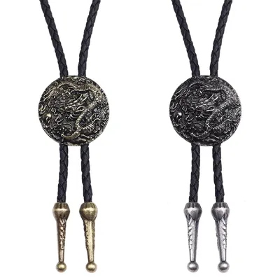 Collier BOLO de Style ethnique pour hommes et femmes Long collier en cuir avec pendentif chaîne de