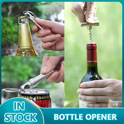 Ouvre-bouteille créatif portable en alliage de zinc tire-bouchon en bois ouvre-boîte outils de