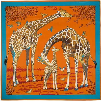 Écharpe en sergé de haute qualité pour femme grand châle carré design européen imprimé girafes