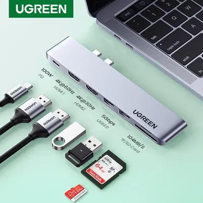 UGREEN – Dock adaptateur Thunderbolt 3 double USB type-c 3.0 HDMI 4K pour MacBook Pro ou Air