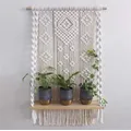 Étagère murale en macramé tissé à la main nordique UL plante d'intérieur support T1 tapisserie