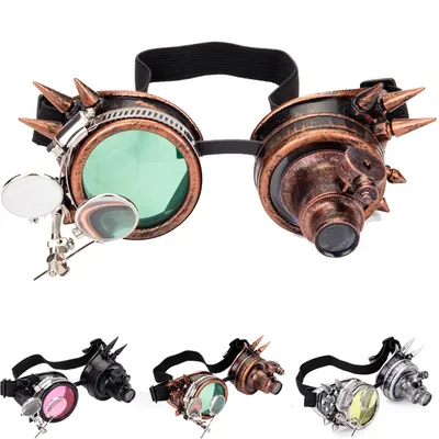 FLORATA – lunettes de Cosplay Vintage à rivets Steampunk lunettes de soudage Kaleidoscope