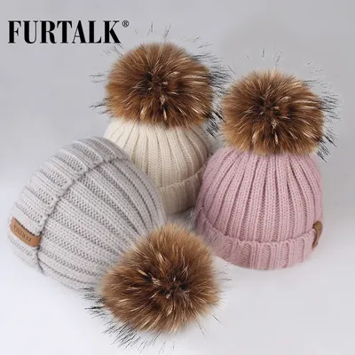 FURTALK hiver pompon chapeau pour enfants de 1 à 10 ans tricot Beanie hiver bébé chapeau pour