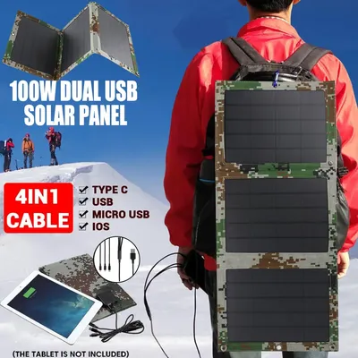 Panneau solaire USB pliable 5V 100W pour touristes extérieur étanche chargeur de batterie