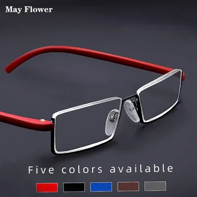 May Flower – lunettes de lecture en métal Anti-lumière bleue pour hommes demi-monture de