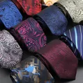 Cravate classique en soie pour hommes à rayures motif Floral costume d'affaires cravate