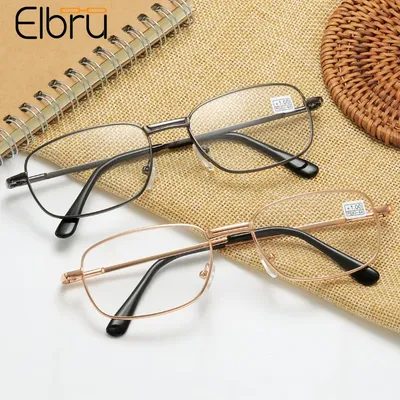 Elbru – lunettes de lecture en métal monture carrée pour personnes âgées confortables presbytes