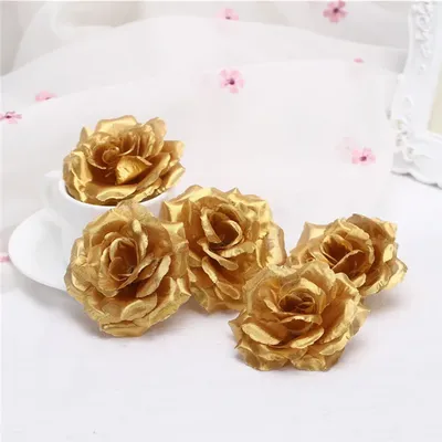 Roses artificielles dorées 12 pièces 8cm 22 couleurs têtes de fleurs décoratives pour bricolage