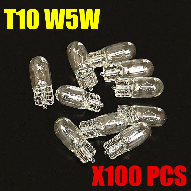 100 pièces T10 W5W 194 501 12V 4300K 8000k 5W cales clair voiture lumière halogène ampoule Signal intérieur voiture lumière lampe voiture source de lumière
