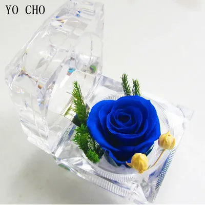 Balance CHO IMORTAL-Rose véritable décorations de fleurs fraîches boîte en cristal pour mariage