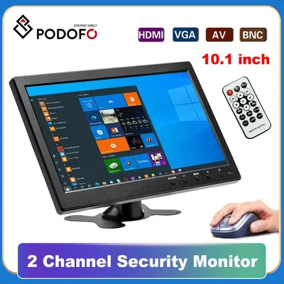 PodoNuremberg-Moniteur de sécurité avec haut-parleur VGA écran LCD HD 10.1 pouces mini télévision