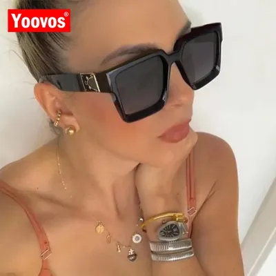 Yoovos – lunettes de soleil Vintage pour femmes 2023 carré marque de styliste luxe miroir