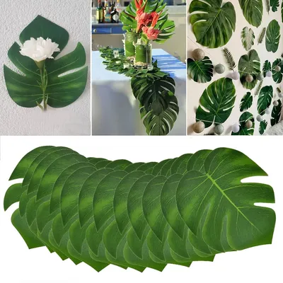 12 Pcs/lot tissu artificiel Monstera feuilles tropicales palmier feuilles pour mariage hawaïen fête