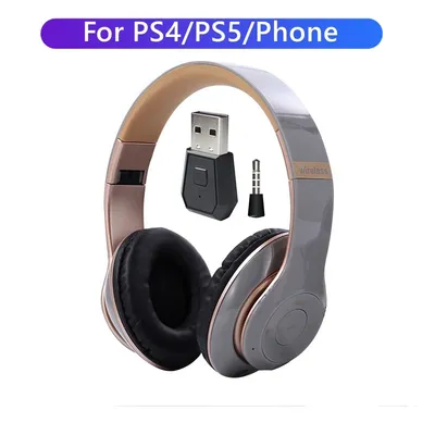 Casque de jeu pliable sans fil avec Microphone avec transmetteur Bluetooth pour PS4 PS5 casque