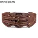 RAINIE SEAN-Ceinture large en cuir pour femme corset élastique pour femme rivet punk marron