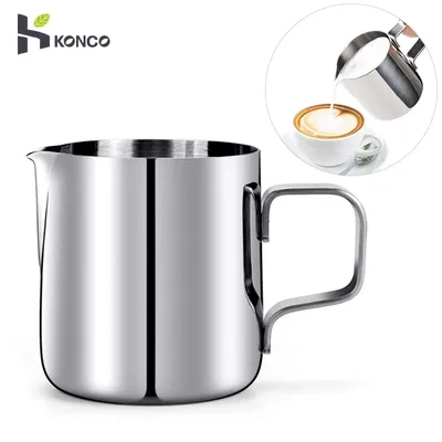 Konco-Pichet à mousser le lait en acier inoxydable tasse à café carafe à bomicrophone crémier