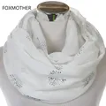 FOXMOTHER-Foulards à la mode pour femmes blanc gris brillant bronzant argent métallique