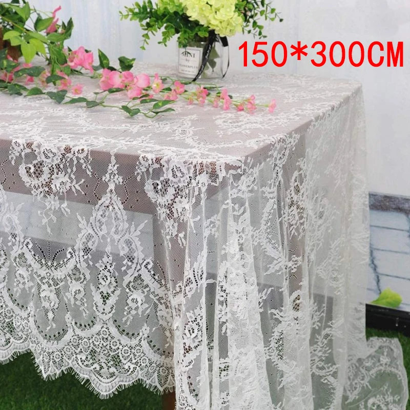 Fadesen nouveau 150*300 cm blanc nappe dentelle décorative hôtel fête de mariage salle à manger tissu décoratif décor à la maison dentelle nappe
