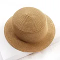 Chapeau de soleil d'été pour femme casquette E27 beige dessus plat chapeaux de paille